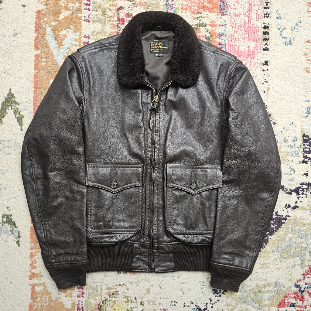G-1 Us Navy Leather Flight Jacket Bauer Bomber Jacket Wwii Usn Mens Size 46 Tall